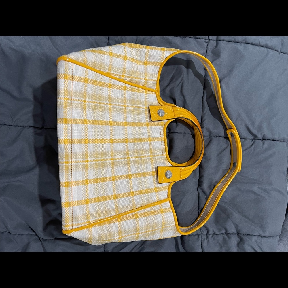 Yellow and White Medium Tory Burch Tote